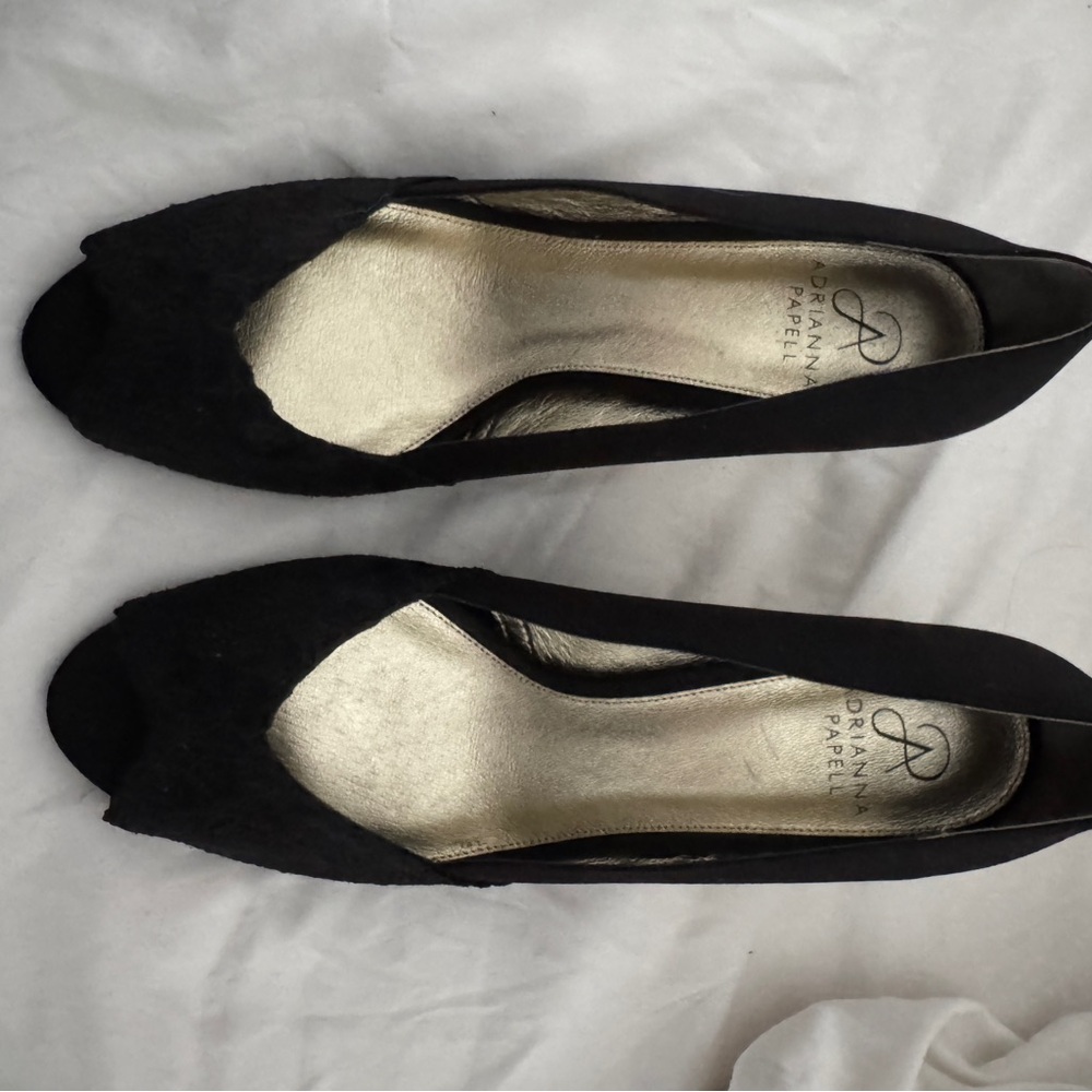 Adrianna Papell Black Peep-Toe Heels sz 10W